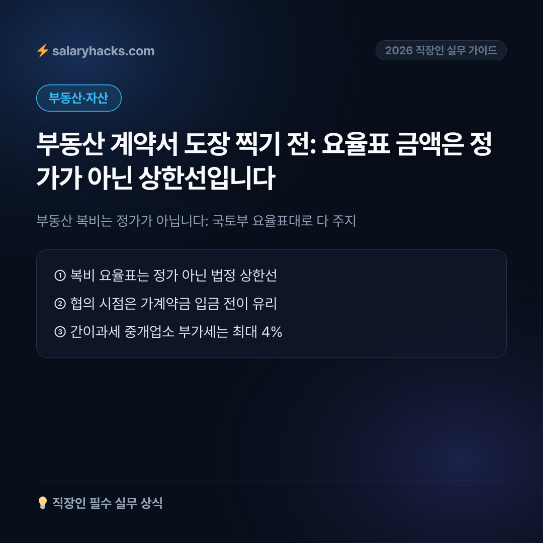 부동산 복비는 정가가 아닙니다: 국토부 요율표대로 다 주지 않아도 되는 이유