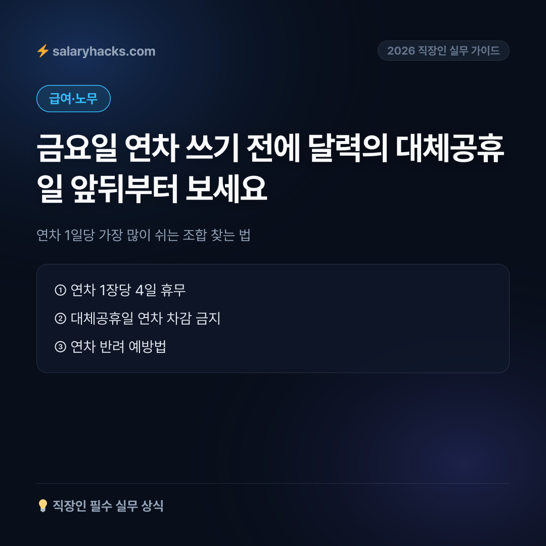 연차 1장으로 5일 쉬는 법: 대체공휴일 앞뒤를 먼저 보십시오